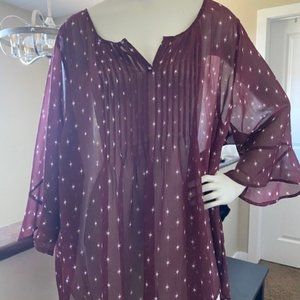 Torrid Sheer Burgundy Top size 3